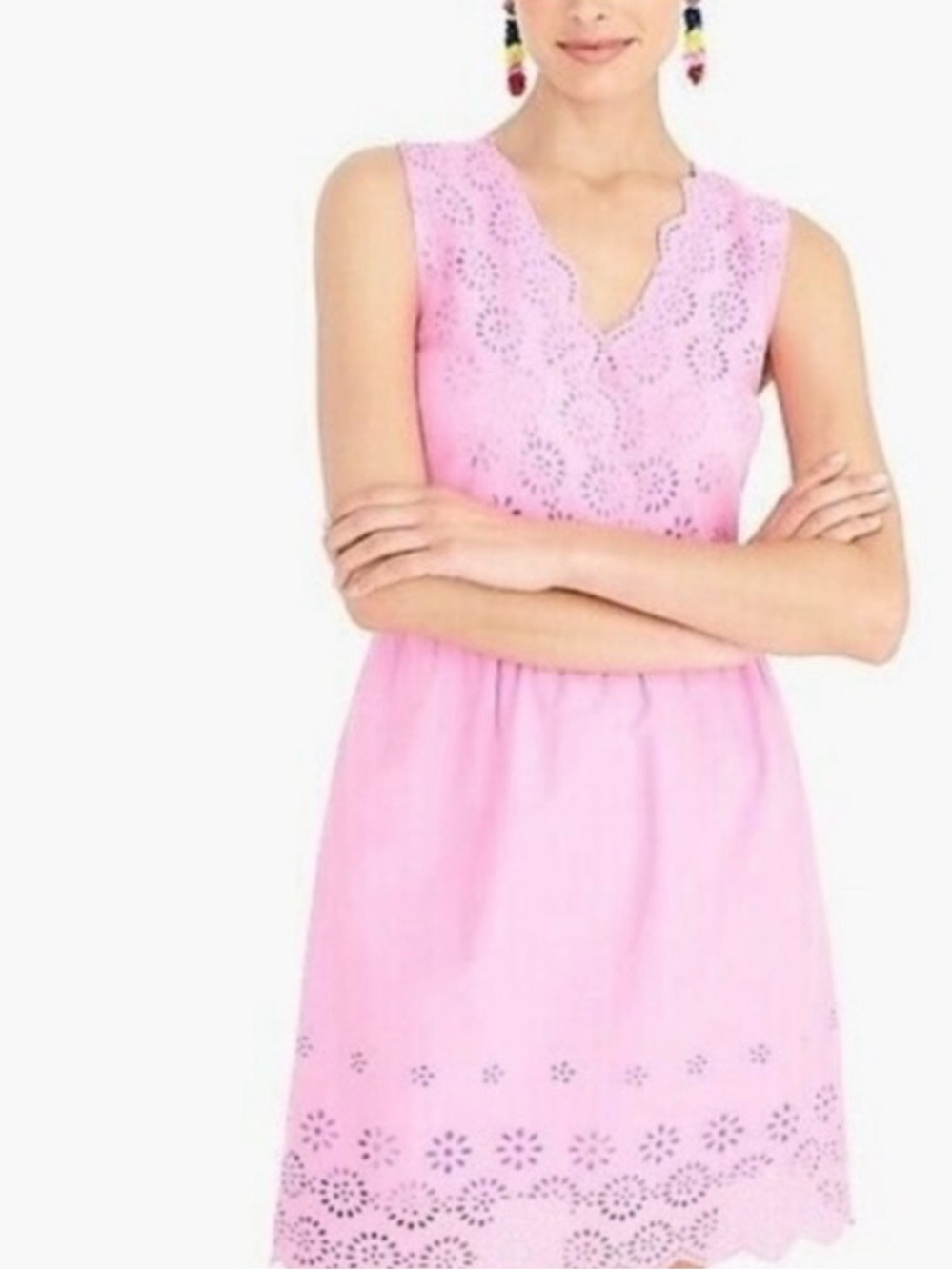 J.Crew Pink Eyelet Sleeveless Cotton Dress Size 12
